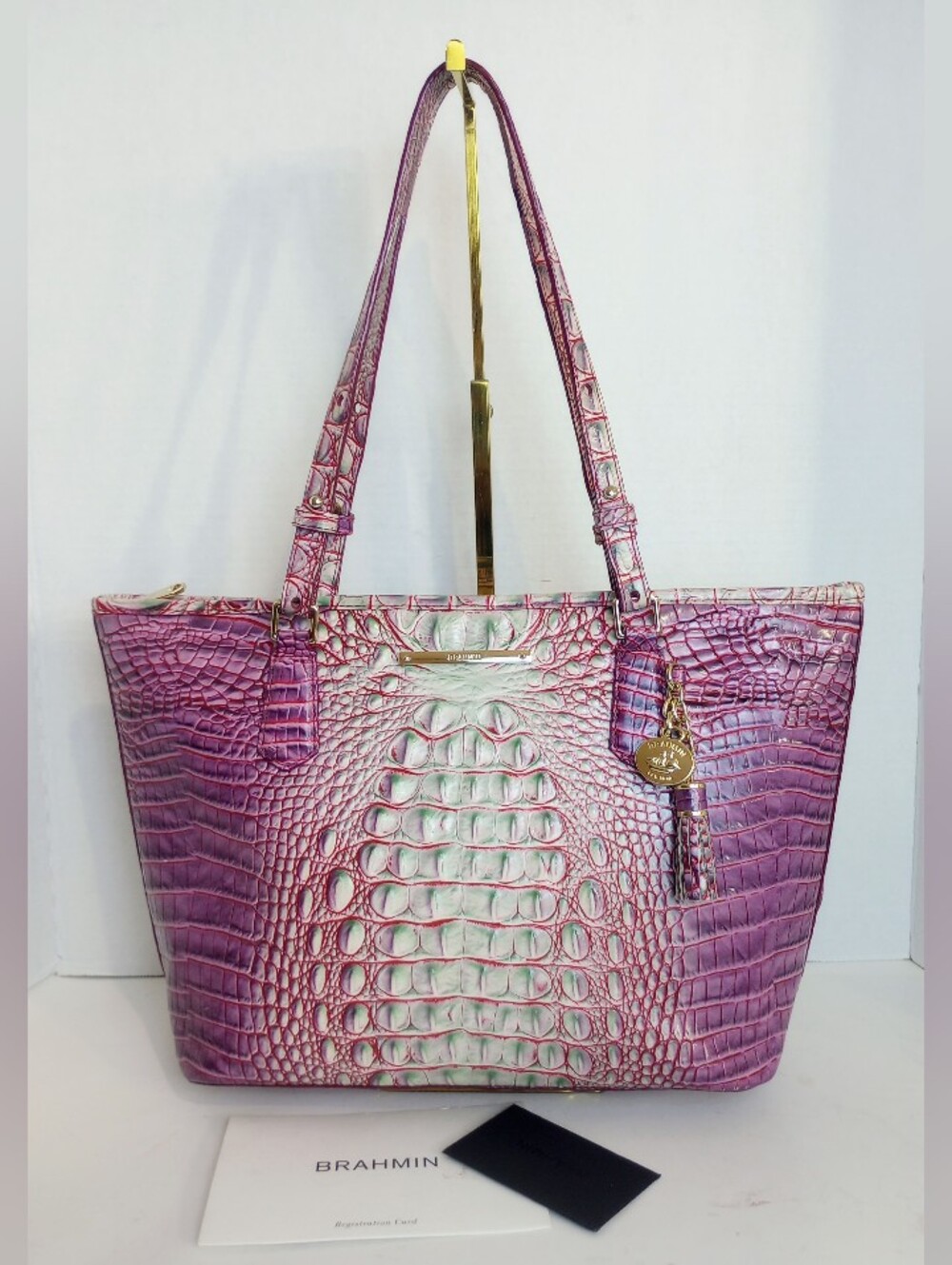Brahmin Julep Medium Asher Crocodile Embossed Leather Tote Bag